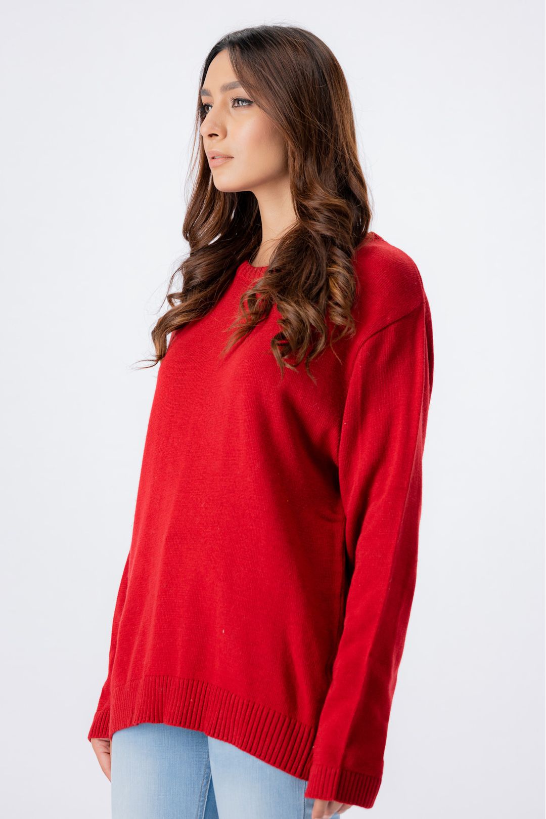 ASOS DESIGN knit wide sleeves v-neck sweater in red | ASOS