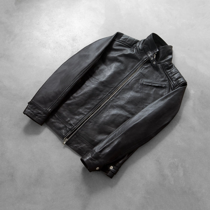 Legacy Black Leather Biker Jacket leade jacket