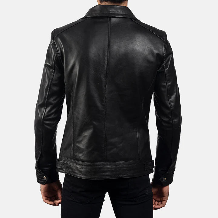 Legacy Black Leather Biker Jacket leade jacket