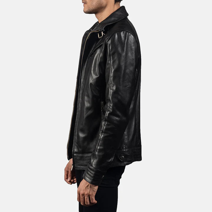 Legacy Black Leather Biker Jacket leade jacket
