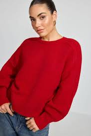 ASOS DESIGN knit wide sleeves v-neck sweater in red | ASOS